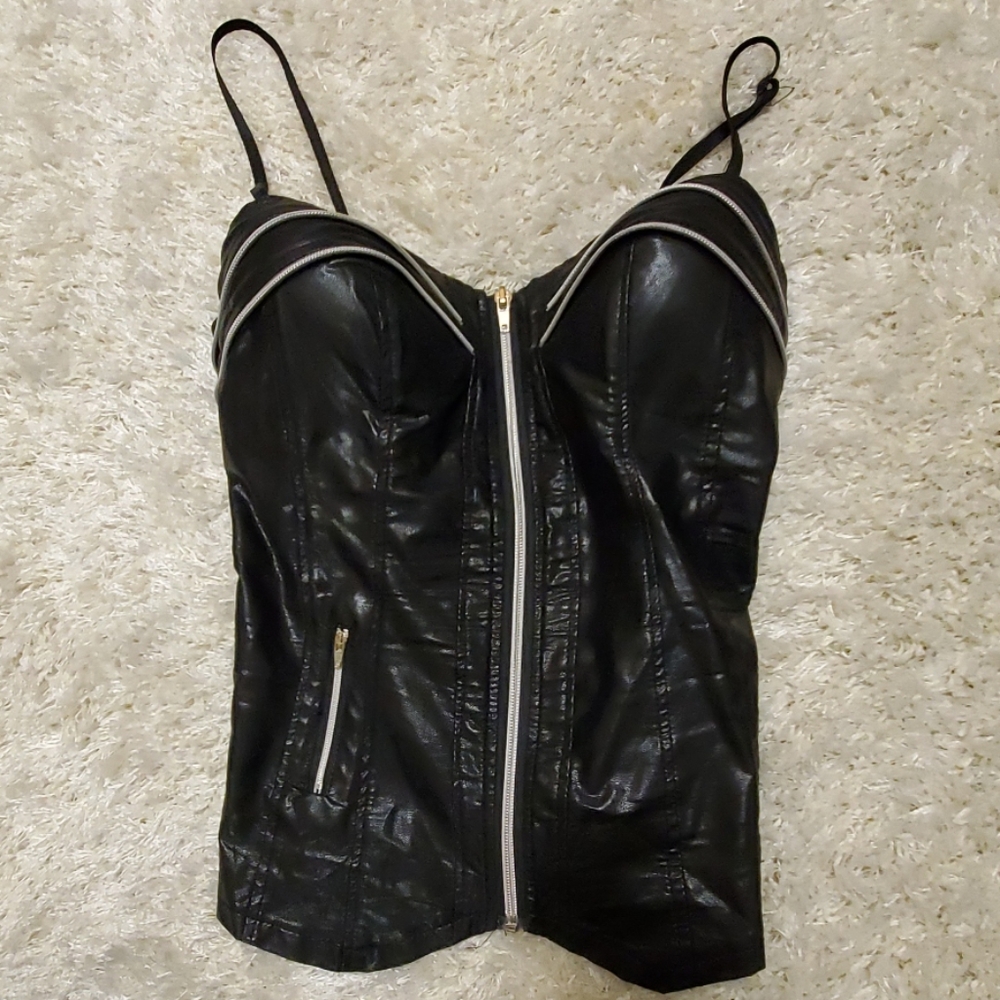 Faux leather corset